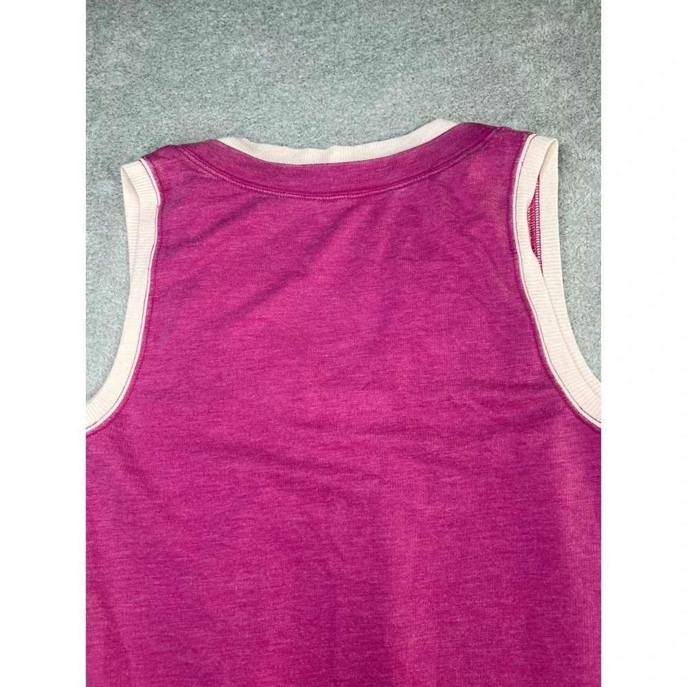 Free People Intimately Pink Varsity‎ V-Neck Bodysuit Sleeveless XS Small Preppy